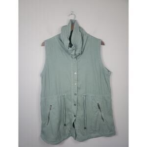 Soft Surroundings Womens L Linen Blend Astoria Vest Sage Green